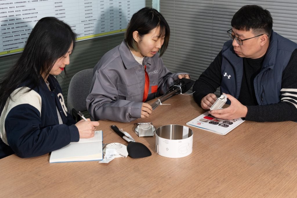 workers doing product review
